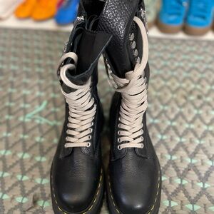 Black Leather Women's Boots Dr. Marten Rick Owens Collab
